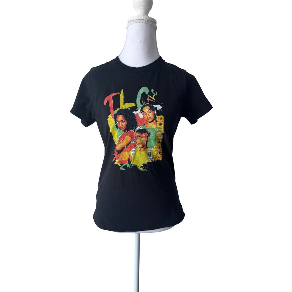 TLC No Scrubs Graphic Tee Shirt Black Short Sleeve 90s R&B Music Small